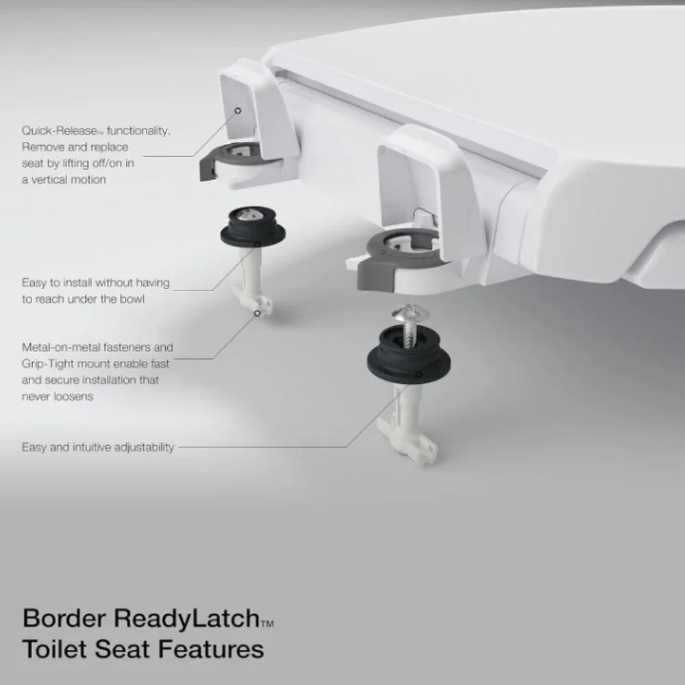 KOHLER 4734-RL-0 Rutledge ReadyLatch Elongated Toilet Seat, Quiet-Close Lid‎